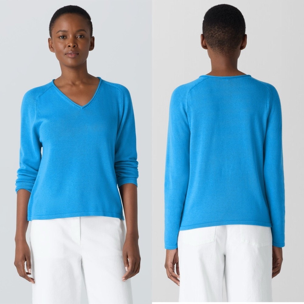 NWT Eileen Fisher Peruvian Cotton Blend V-Neck Top, Sweater, Size: 1X